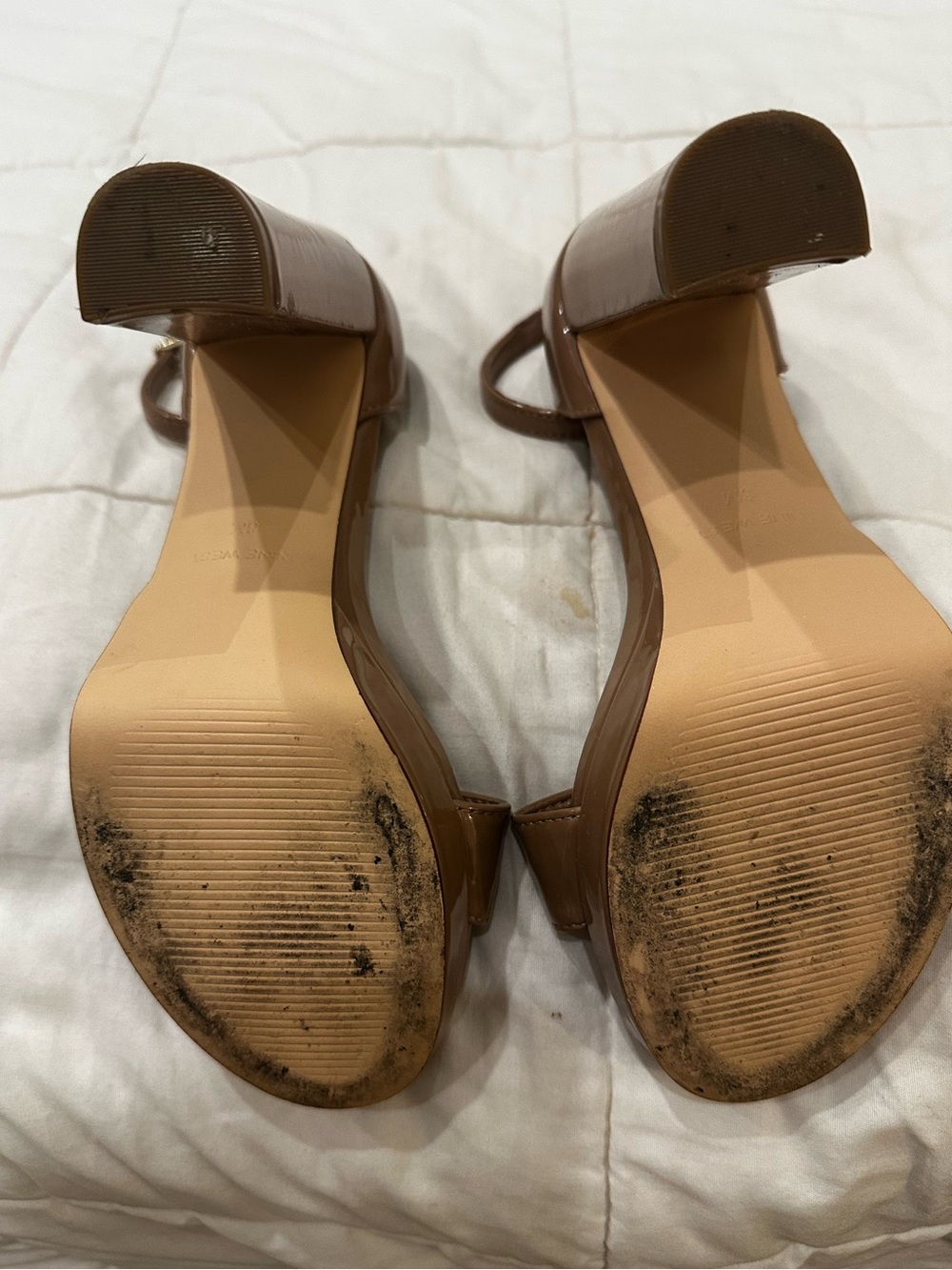 Nine West High Heel Ankle Strap Sandals in Nude Patent - Picture 5 of 5